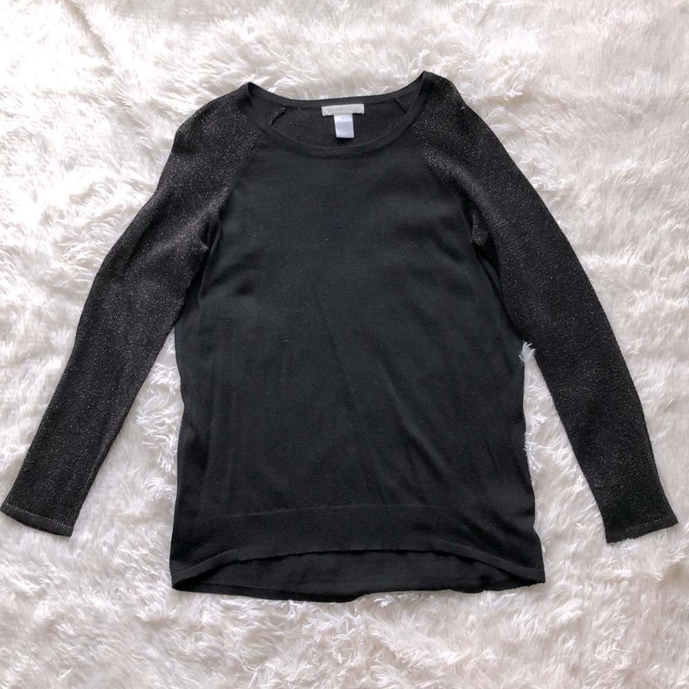 Design History Black Sparkly High Low Long Sleeve Sweater